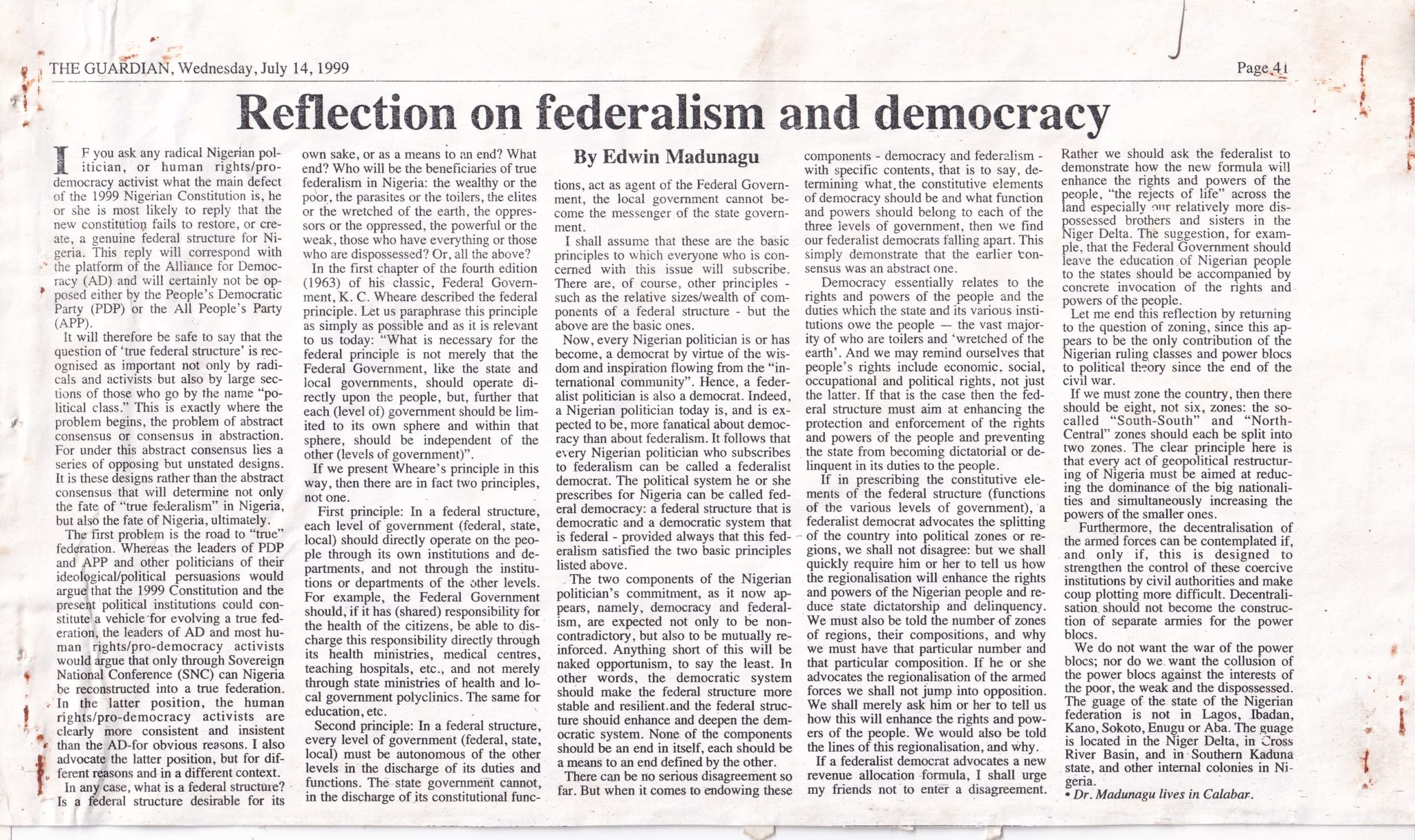 Reflection on federalism and democracy – Socialist Library and Archives